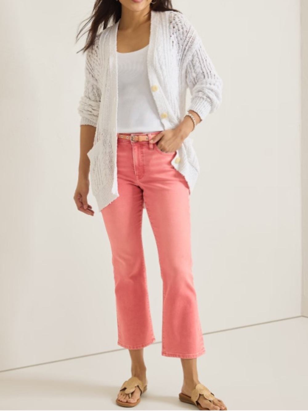 NWT Tommy Bahama Pink Mid-Rise Cropped Mini Bootcut Jeans size 16
